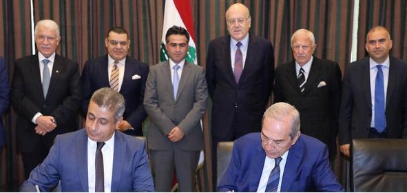 رئيس وزراء لبنان يشهد توقيع عقد تطوير ميناء طرابلس مع المقاولون العرب