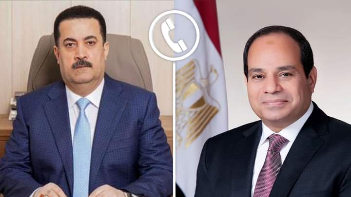 تلقى السيد الرئيس عبد الفتاح السيسي اتصالاً هاتفياً من السيد محمد شياع السوداني رئيس وزراء العراق، جرى خلاله التباحث بشأن تعزيز العلاقات الثنائية، والأوضاع الإقليمية الراهنة
