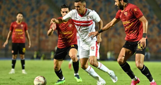 الزمالك يفوز على سيراميكا بثلاثية مقابل هدفين في الدوري.